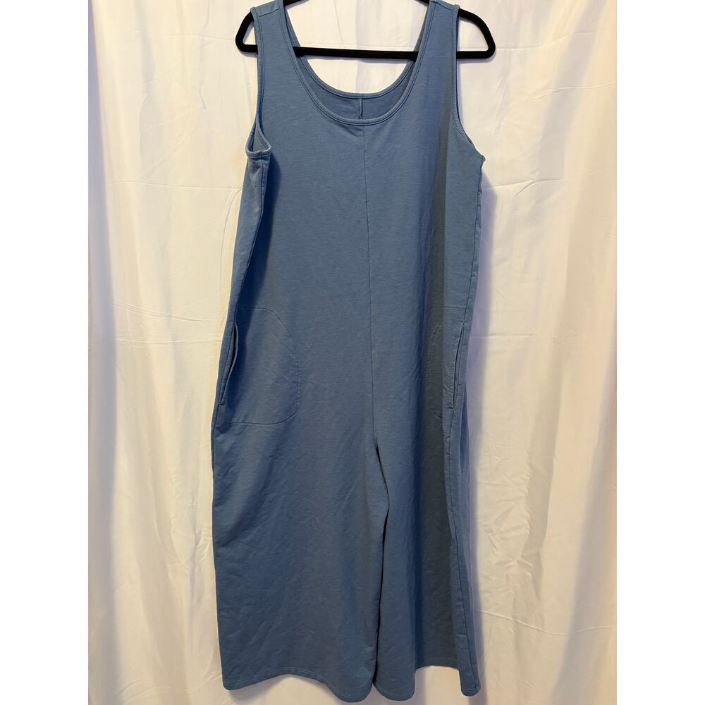 Any Body Lounge Beach Cropped Jumpsuit Blue Sz L